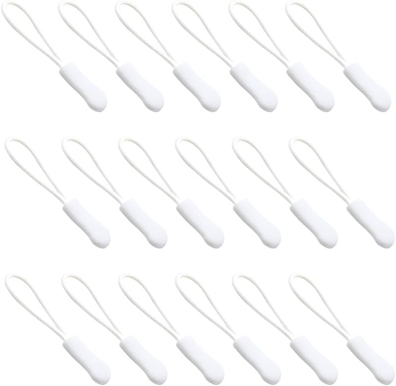 Ruidee 50 Pieces Zipper Pulls Zipper Tabs Zipper Pull Cord Extender Replacement Zipper Pulls for Backpacks, Jackets, Luggage, Purses, Handbags（White） - Image 1